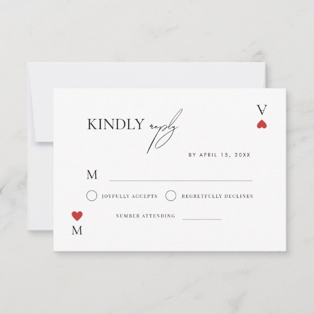 Stylish Script Vegas Casino Wedding RSVP Karte (Vorderseite)