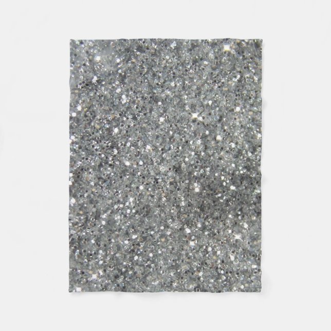 Stylish Silver Glitter Glitz Foto Fleecedecke (Vorderseite)