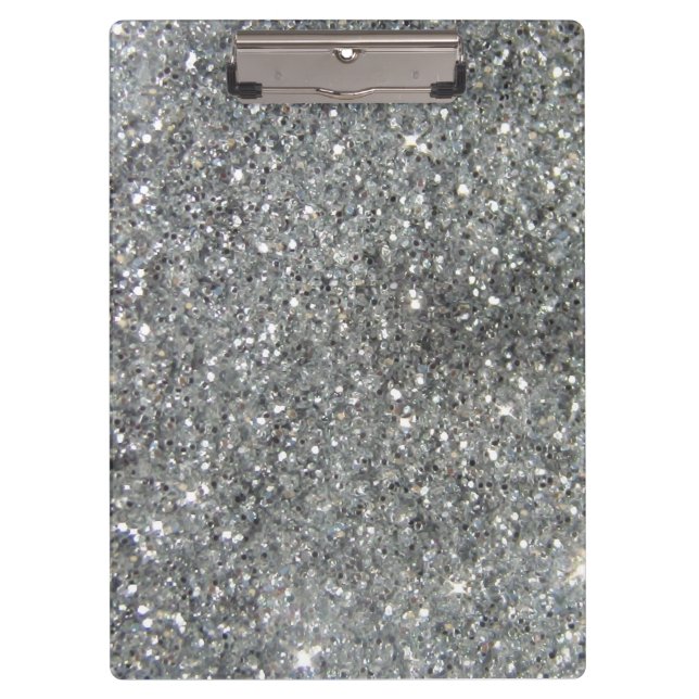 Stylish Silver Glitter Glitz Foto Klemmbrett (Vorderseite)