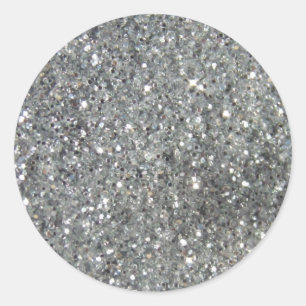 Stylish Silver Glitter Glitz Foto Runder Aufkleber