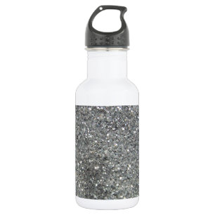 Stylish Silver Glitter Glitz Foto Trinkflasche