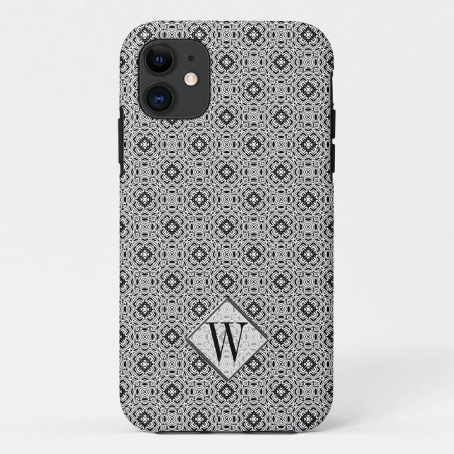 Stylish Silver Monogram Custom Case-Mate iPhone Hülle (Rückseite)