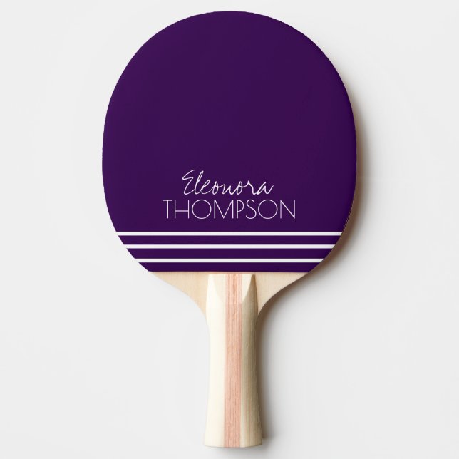 Stylish Simple Striped Monogram Purple Tischtennis Schläger (Vorderseite)
