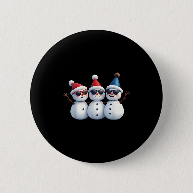 Stylish Snowmen In Winter Wonderland 3 Snowmen Fri Button (Vorderseite)