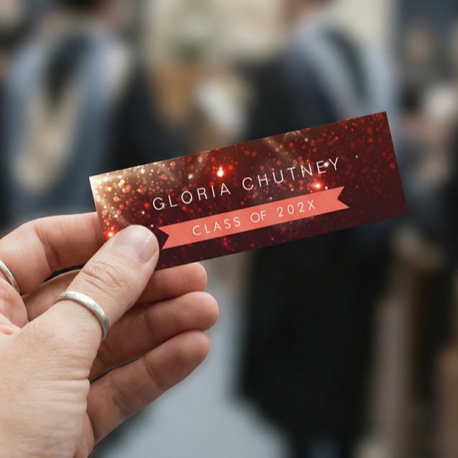Stylish Sparkles Student Graduation Name Card Telefonnummerkarte (Von Creator hochgeladen)