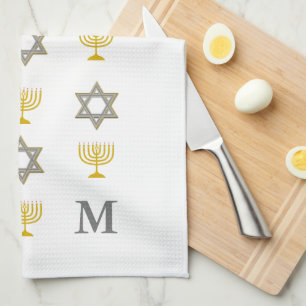 Stylish Star von David Menorah Jewish Monogram Geschirrtuch