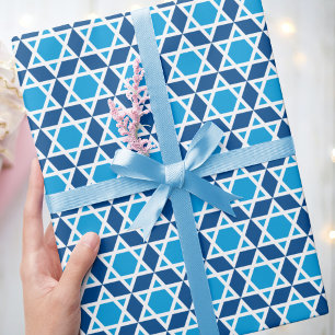 Stylish Star von David Pattern Blue White Geschenkpapier