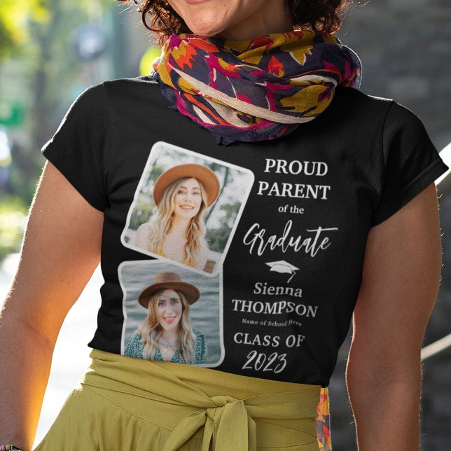 Stylish Stolz Parent of the Graduate 2 Foto T-Shirt (Von Creator hochgeladen)