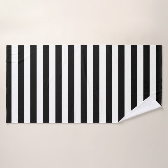 Stylish Striped White and Black Badehandtuch (Badehandtuch)