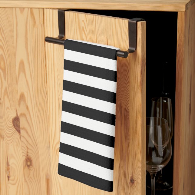 Stylish Striped White and Black Kitchen Towel Geschirrtuch (Drittel gefaltet)