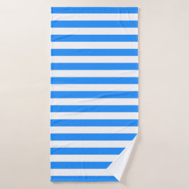 Stylish Striped White and Bright Blue Badehandtuch