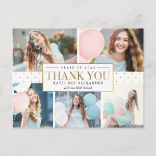 Stylish Tag Photo Graduation Thank You Card Postkarte