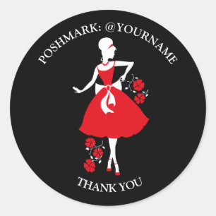 Stylish Tailor Dressmaker schwarz Runder Aufkleber