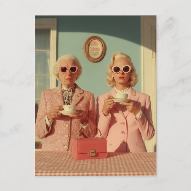 Stylish Tea Time Duo Postkarte (Vorderseite)