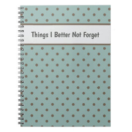 Stylish, Teal Background With Brown Polka Dot Notizblock