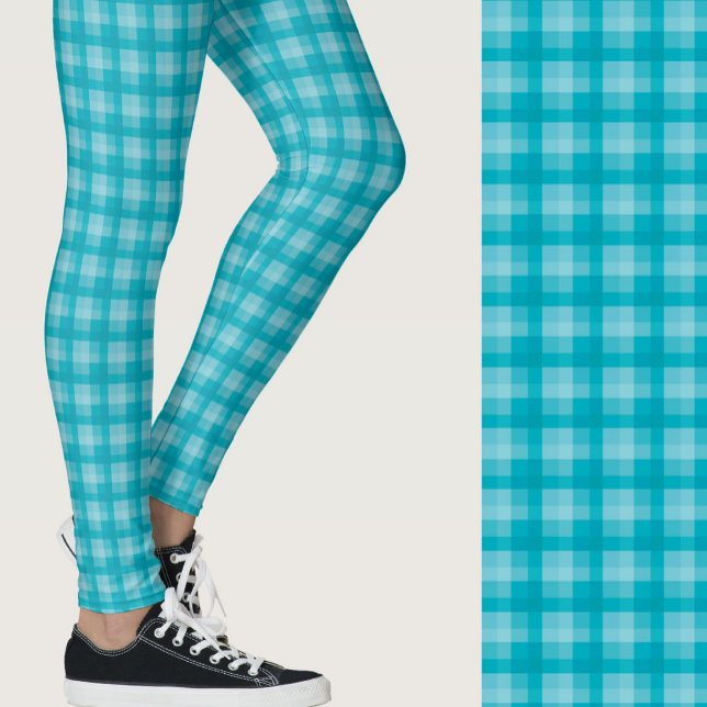 Stylish teal plaid geometric patterned leggings (Von Creator hochgeladen)