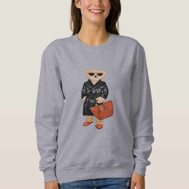 Stylish Teddy in Trench Coat Chic Bear Fashion  Sweatshirt (Vorderseite)