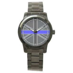 Stylish Thin Blue Line Union Jack Armbanduhr