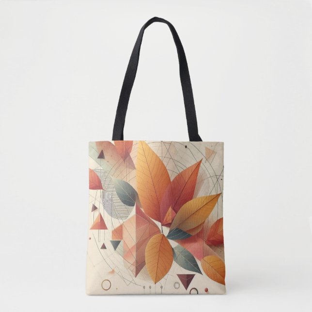 Stylish Tote with Leaf & Geometric Pattern (Vorderseite)