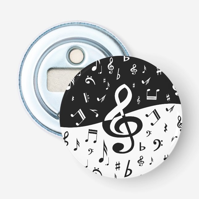 Stylish Treble Clef Wave Black and White Flaschenöffner (Vorderseite)