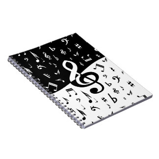 Stylish Treble Clef Wave Black and White Notizblock