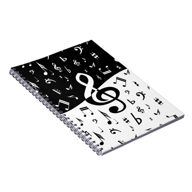 Stylish Treble Clef Wave Black and White Notizblock (Rechte Seite)