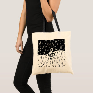 Stylish Treble Clef Wave Black and White Tragetasche