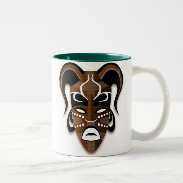 STYLISH TRIBAL MASK ILLUSTRATION ZWEIFARBIGE TASSE (Rechts)