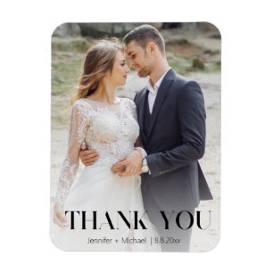 stylish typography wedding Foto vielen Dank Magnet