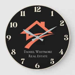 Stylish Unique Black Real Estate Agent Große Wanduhr