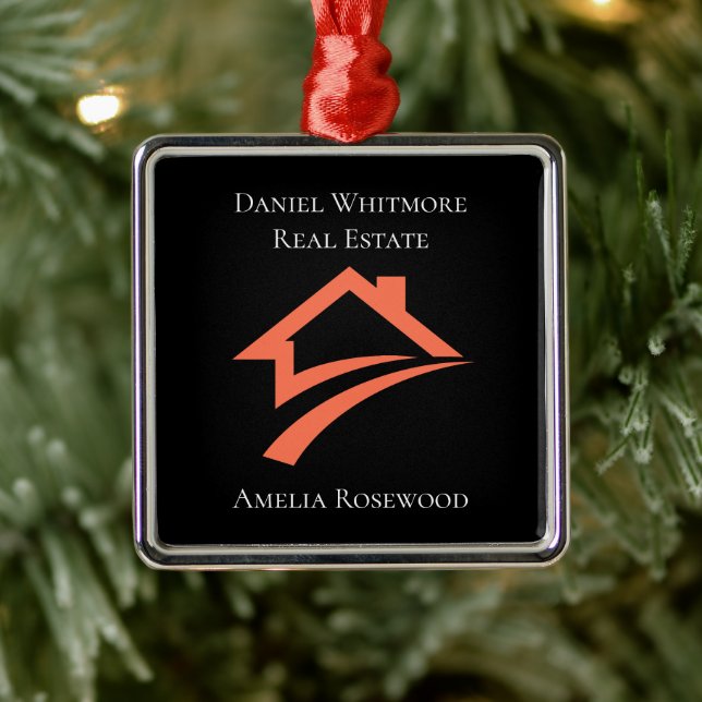 Stylish Unique Black Real Estate Agent Ornament Aus Metall (Baum)