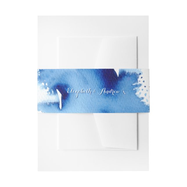 STYLISH WATERCOLOR chic dunkelblau Einladungsbanderole (Vorderseite Beispiel)