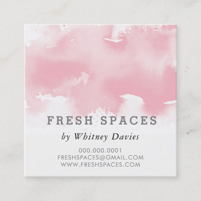 STYLISH WATERCOLOR Splash chic blush rosa grau Quadratische Visitenkarte (Vorderseite)