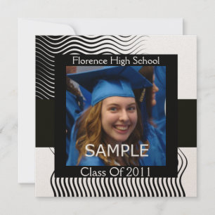 STYLISH WAVAVES FOTO TEMPLATE MONOGRAM,Schwarz-wei Einladung