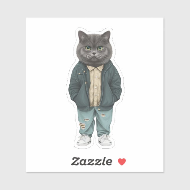 Stylish Whiskers: Dapper British Kurz haar Aufkleber (Blatt)