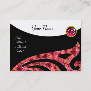 STYLISH WING 2 MONOGRAM, RED RUBY, fuchsienrosa Visitenkarte