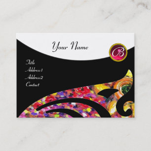 STYLISH WING 2 MONOGRAMM ,ROTER RUBIN,fuchsia Visitenkarte