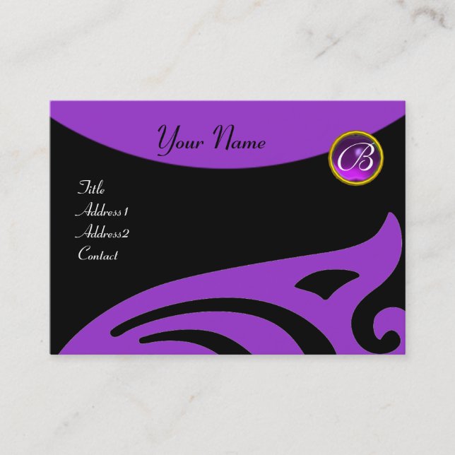 STYLISH WINGS MONOGRAM, LILA AMETHYST, violett Visitenkarte (Vorderseite)