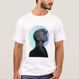 Stylish Woman in Monochromatic Portrait T-Shirt