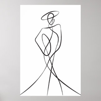Stylish Woman Line Art Poster
