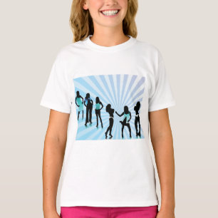 Stylish Women Silhouetten Türkisblaue Mode T-Shirt