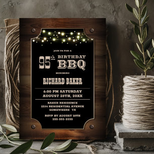 Stylish Wood 95. Geburtstag GRILLEN Einladung