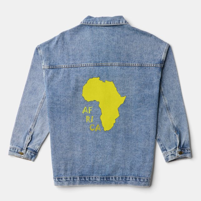 Stylish Yellow Africa Continent Map Jeansjacke (Rückseite)