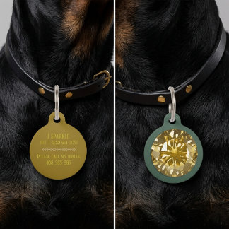 Stylish Yellow Diamond Call Dog Cat Round Pet Tag Haustiermarke