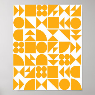 Stylish Yellow Modern Geometric Shapes Pattern Poster
