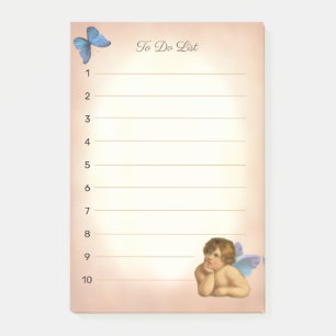 Stylisher Raphael Cherub & Blauer Schmetterling Post-it Klebezettel