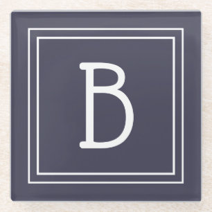 Stylishes Chic Monogramm dunkelblau und weiß Anfan Glasuntersetzer