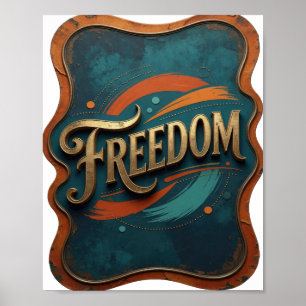 Stylishes Gold-FREIHEITS-Bekenntnis-T-Shirt Poster