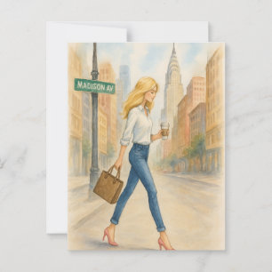 Stylishes Mädchen auf der Madison Avenue in NYC Postkarte