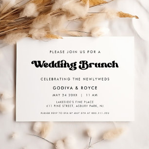 Stylishes Retro-schwarzes & weißes Hochzeitsbrunch Einladung